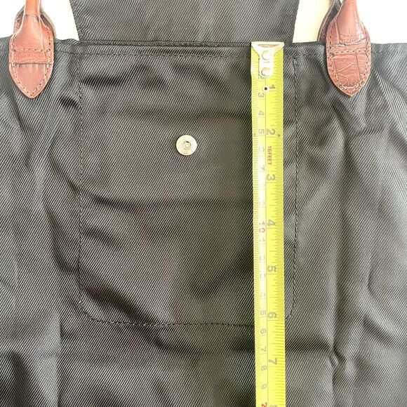 Brighton Silver Heart Brown Leather Handles Black Nylon Long Tote Bag - Picture 16 of 16